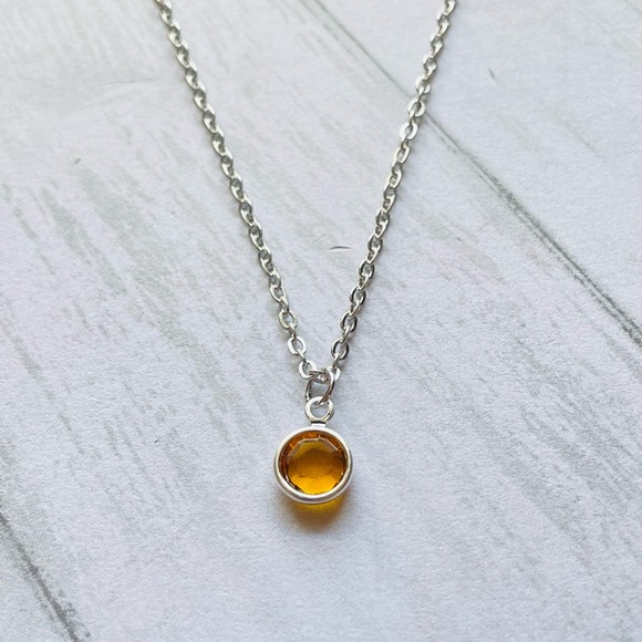 November Swarovski Crystal Necklace, Topaz Swarovski Crystal, Handmade - Picture 2 of 5